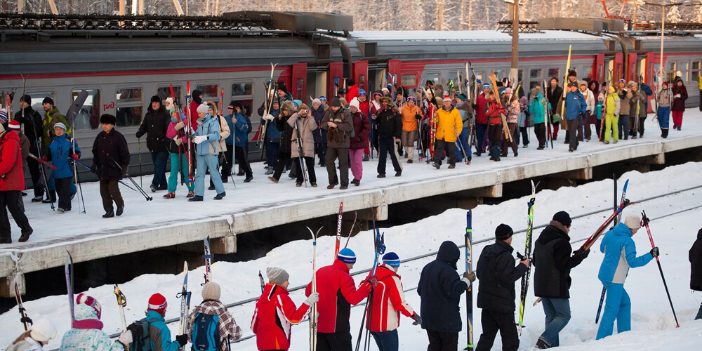 Zug Skiausleger peron